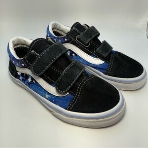 VAN OLD SKOOL - GLOW GALAXY - Kids Galaxy Print Velcro Sneakers - Size 12.5